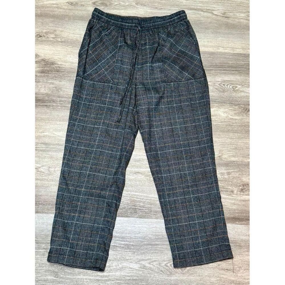 Good Luck Gem Grey Plaid Drawstring Relax‎ Fit Pants Size M